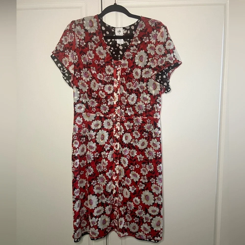 Cabi Gemini Reversible Floral Leopard Mesh Dress - Picture 2 of 9